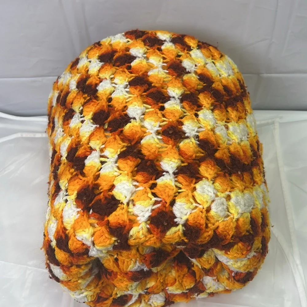 Throw crochet afghan 80 x45 Blanket Handmade - Picture 12 of 13